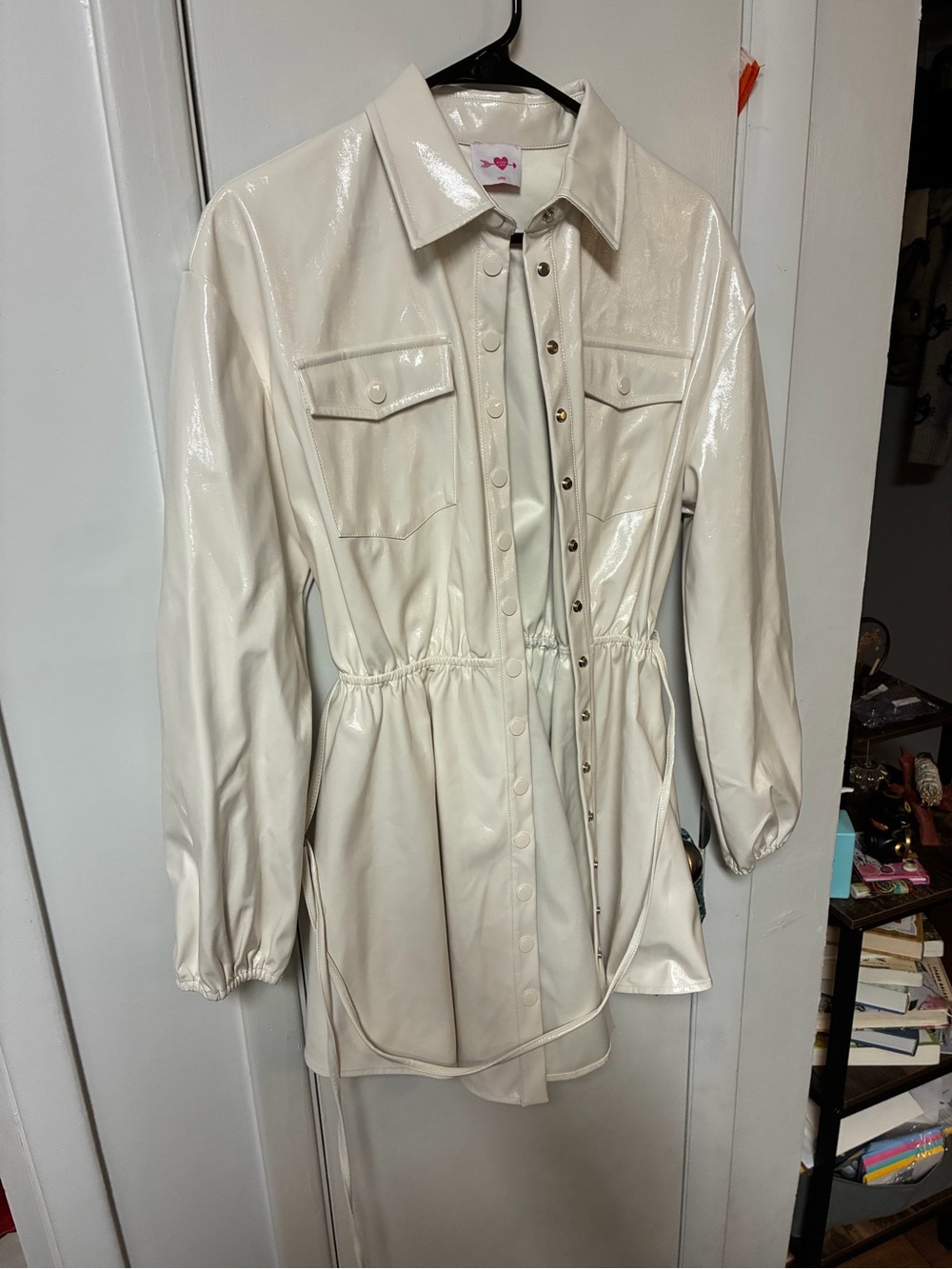 Buddy Love Cream Faux-Leather Button-Front Jacket